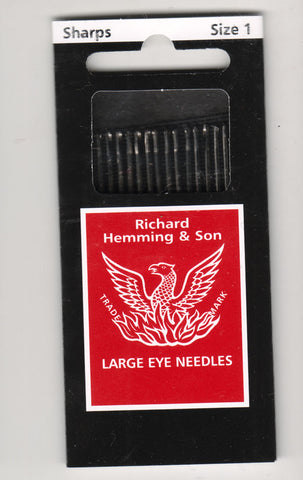 Richard Hemming Needles - Sharps Size 1 - Made in England