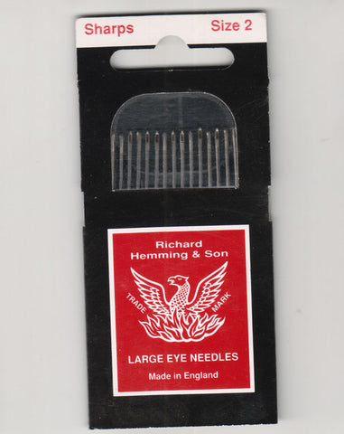 Richard Hemming Needles - Sharps Size 2 - Made in England