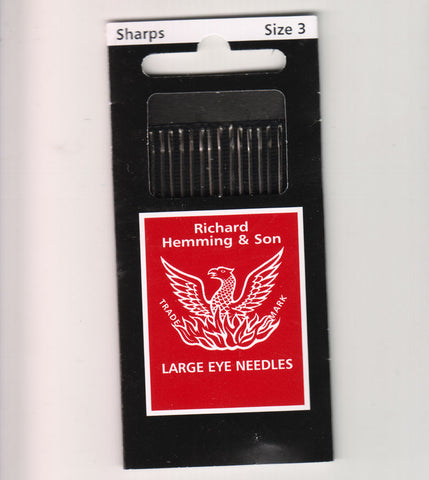 Richard Hemming Needles - Sharps Size 3 - Made in England