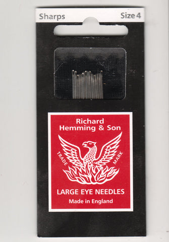 Richard Hemming Needles - Sharps Size 4 - Made in England