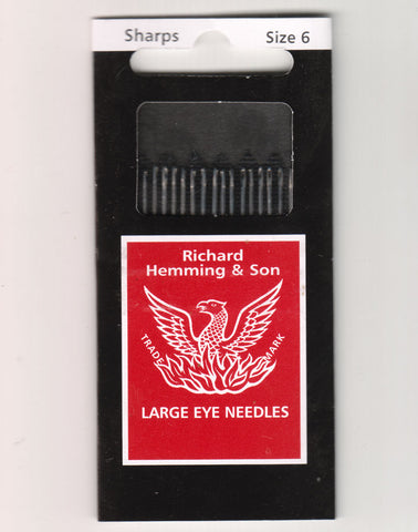 Richard Hemming Needles - Sharps Size 6 - Made in England