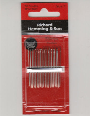 Richard Hemming Needles - Sharps Size 7 - Made in England