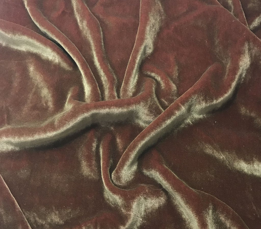 Antique Gold on Rose Gold - Hand Painted Silk Velvet Fabric