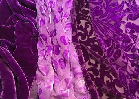Royal Purple Sample Set - Hand Dyed Silk Velvet - 1/4 Yard x 45" Each