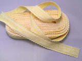 Vintage Jacquard Ribbon - Yellow & White Scalloped Floral