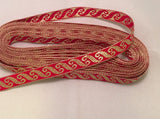 Vintage Jacquard Ribbon - Red & Metallic Gold Scroll