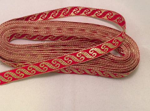 Burgundy Red with Metallic Gold Double Sided Satin Ribbon Trim Made in –  Prism Fabrics & Crafts