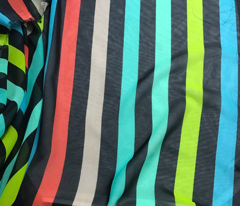 Multi Colored Stripes - Polyester Chiffon Fabric