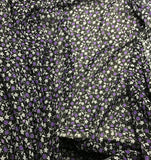 Purple & Black Floral - Polyester Chiffon Fabric 5 &1/3 yards x 58” wide