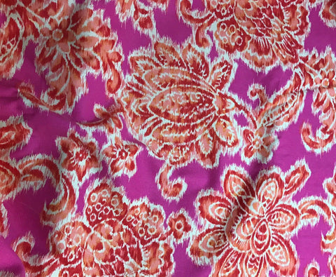 Cotton Lightweight Canvas - Pink & Orange Floral Ikat
