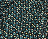 Teal Green Daisies - Crepe de Chine Fabric