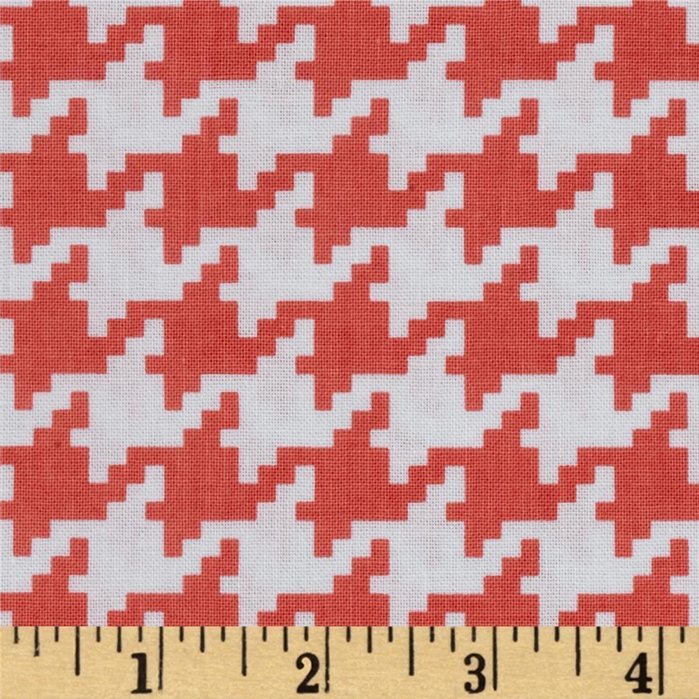 Michael Miller Everyday Houndstooth - Coral - Cotton Quilting Fabric
