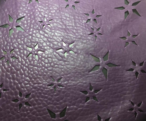 Laser Cut Star Floral Eggplant - Lambskin Leather