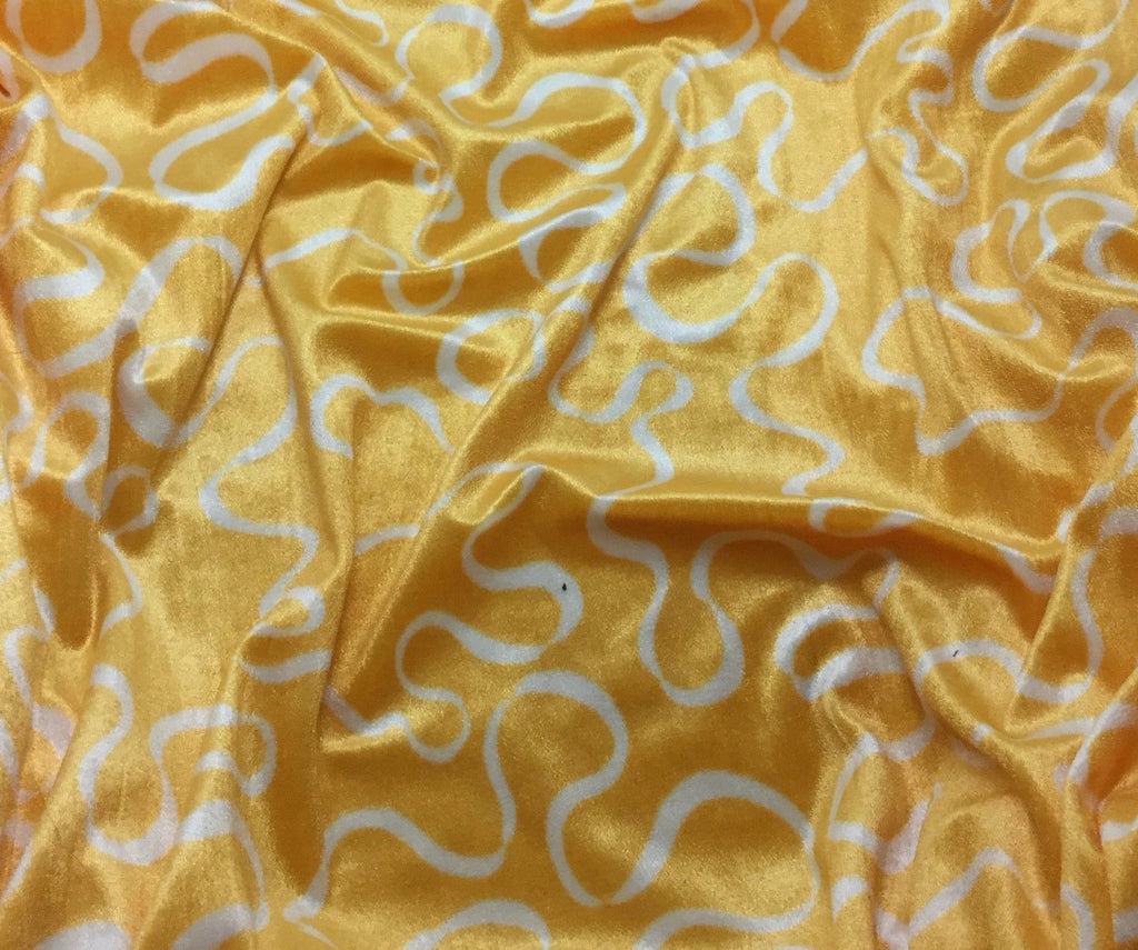 Golden Orange Ribbons - Stretch Polyester Velour Velvet Fabric