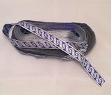 Vintage Jacquard Ribbon - Blue & Metallic Silver Scroll