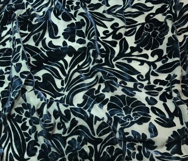 Sage and Teal Green Floral - Hand Dyed Burnout Silk Velvet – Prism ...