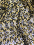 Black & Gold Diamonds Geometric Lace - Schiffli Lace Fabric