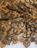 Gold & Brown Medallions - Schiffli Lace Fabric