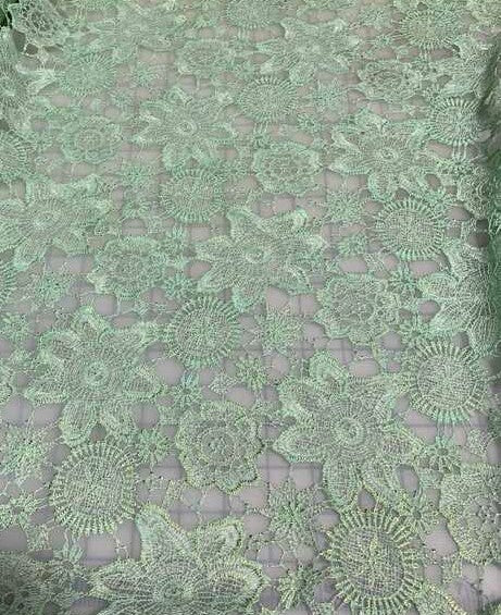 Mint Flowers - Schiffli Lace Fabric