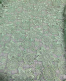 Mint Flowers - Schiffli Lace Fabric