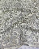 Ivory Paisley Floral - Schiffli Lace Fabric