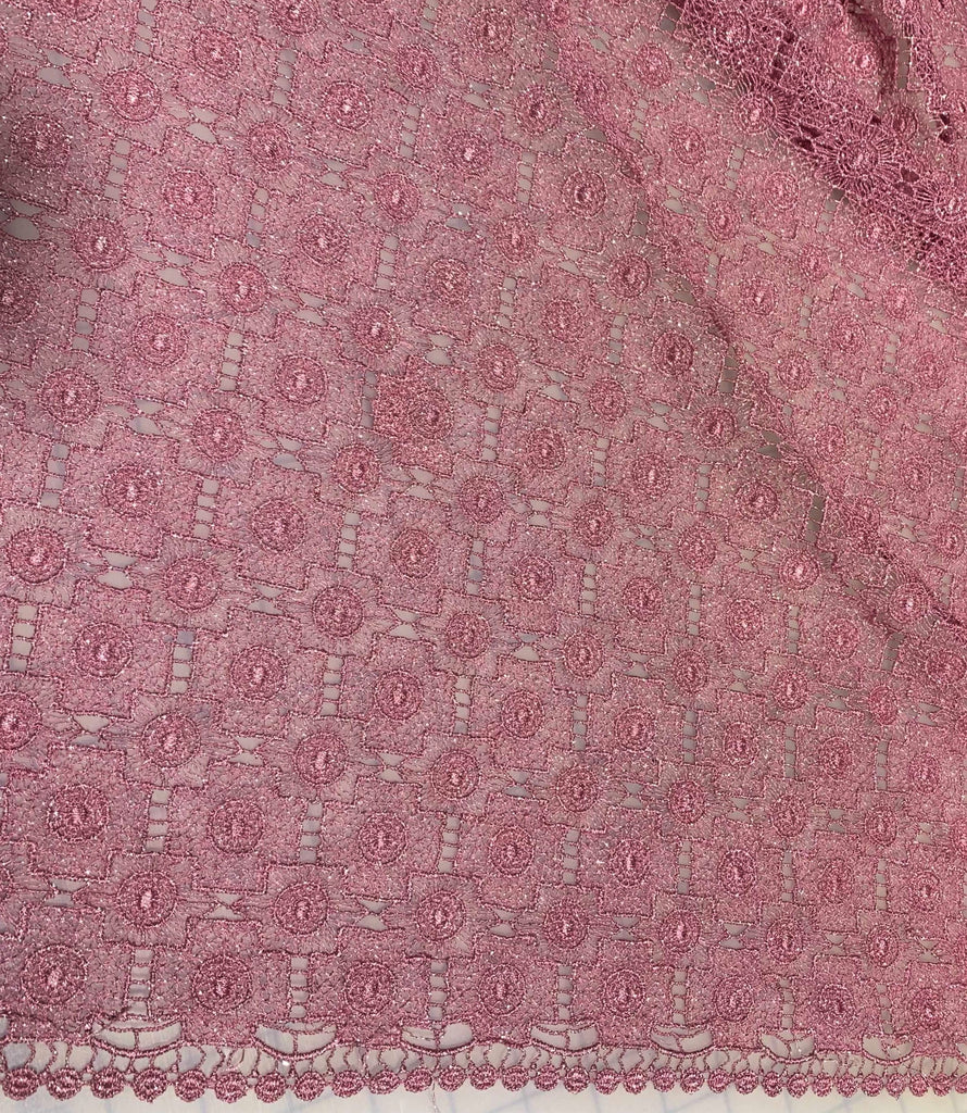 Pink Geometric - Schiffli Lace Fabric