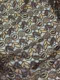 Purple Gold Roses - Schiffli Lace Fabric