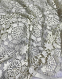 Ivory Geometric Floral - Schiffli Lace Fabric