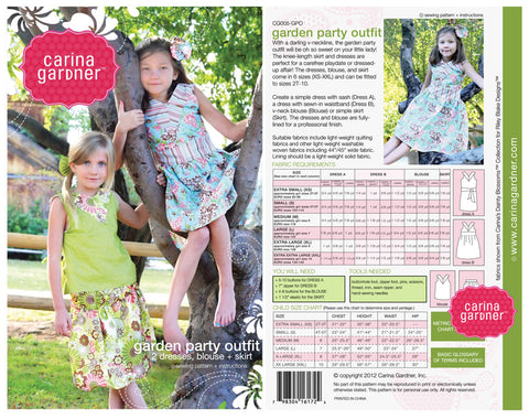 Garden Party Outfit sz 2T-10yrs by Carina Gardner Sewing Pattern