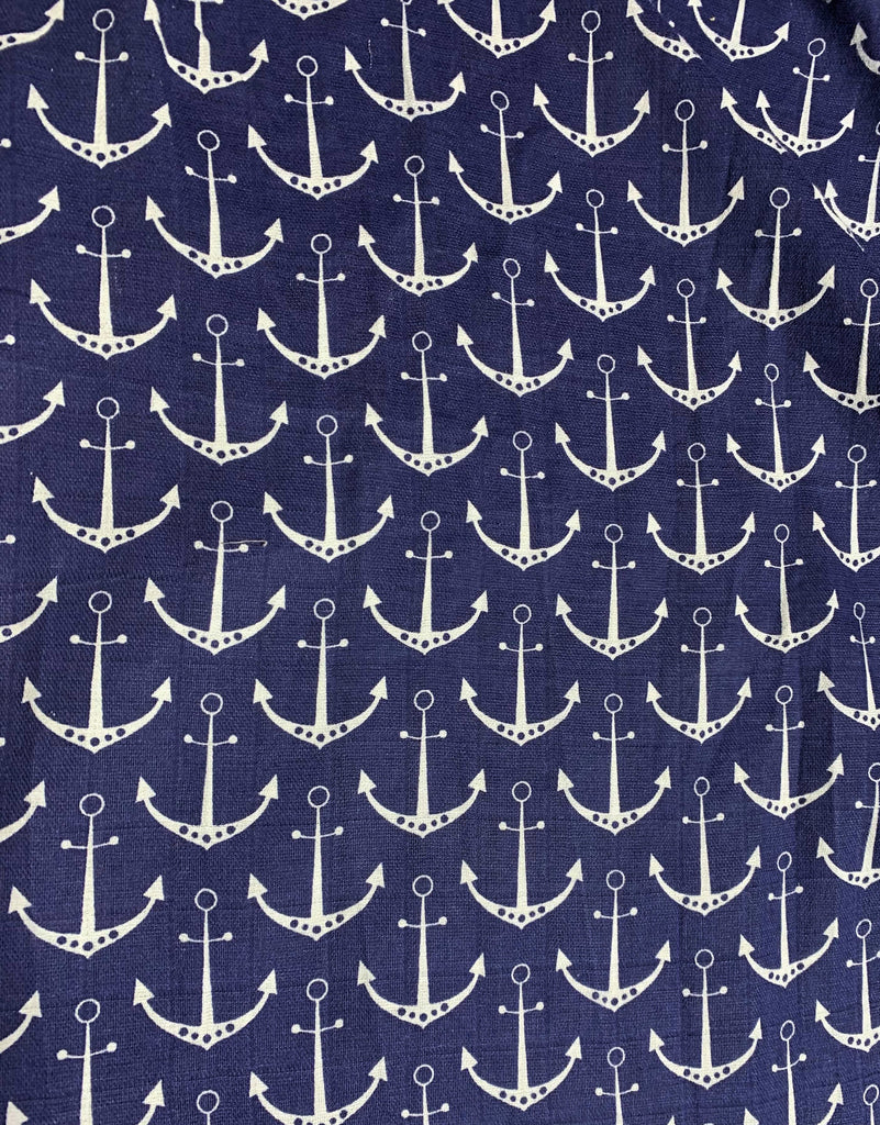 Cobalt Anchors - Shannon Embrace - Cotton Double Gauze Fabric