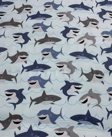 Sharks on Light Blue - Riley Blake Designs 100% Cotton Flannel