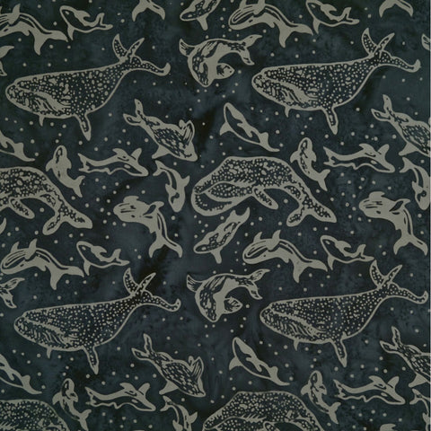 Silver Torch Gray Whales Winter Twine - Batik by Mirah Cotton Fabric