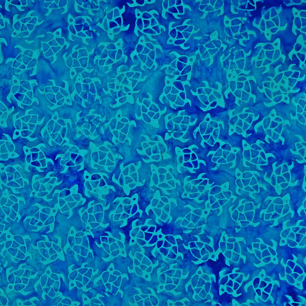 Soft Cyan Turtles Legend Blue - Batik by Mirah Cotton Fabric