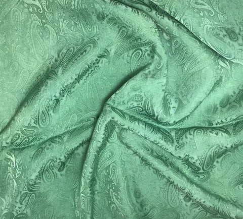 Spring Green Paisley - Hand Dyed Silk Jacquard