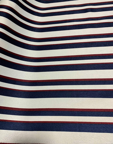 Nautical Stripes - Polyester Sandwashed Suede Satin Fabric