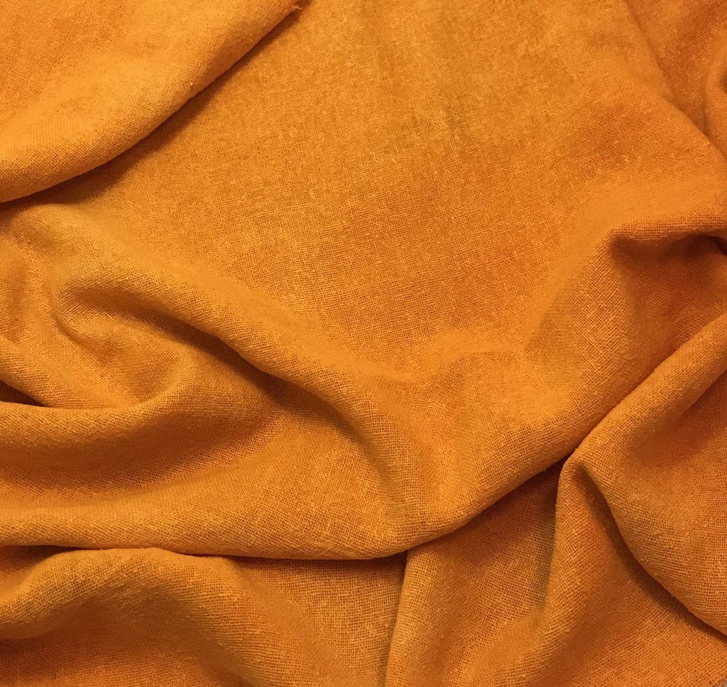 Tangerine Orange  - Hand Dyed Poplin Gauze Silk Noil
