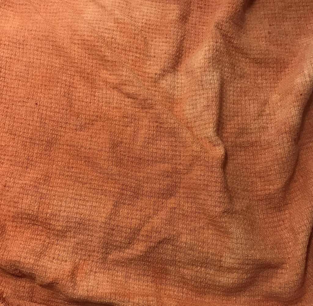 Tangerine Orange - Hand Dyed Squares Weave Silk Noil