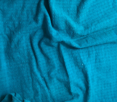 Teal Blue - Hand Dyed Checkered Weave Silk Noil (54")