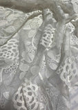 White Full Blooms Floral Embroidered Tulle Lace Fabric