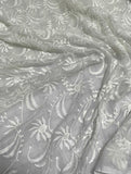 White Floral Waves Embroidered Tulle Lace Fabric