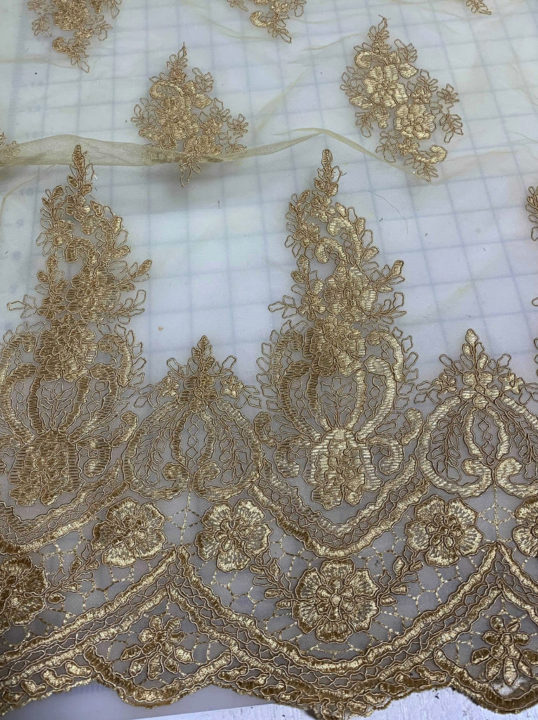 Damask Beaded and Embroidered Tulle - Gold – Prime Fabrics