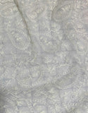 Ivory Paisley Embroidered Tulle Lace Fabric