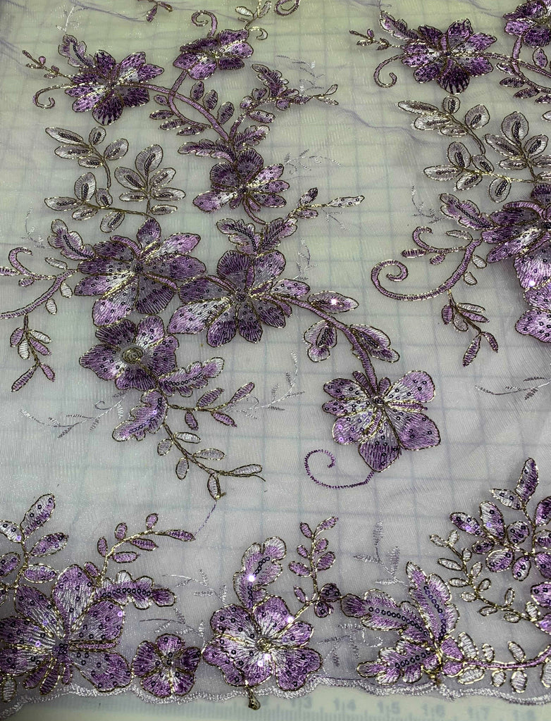 Floral Knits Lace Fabric- Lace-59 Lilac