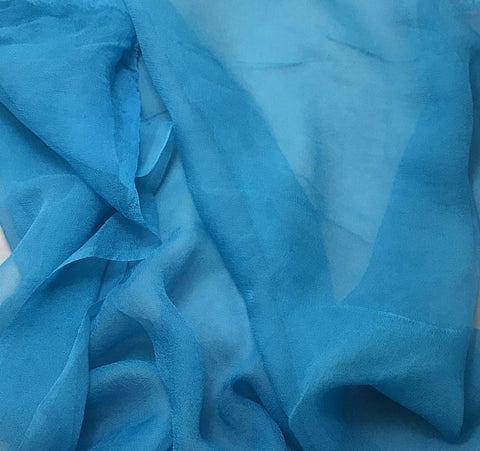 Turquoise Blue - 3mm Hand Dyed Silk Gauze Chiffon