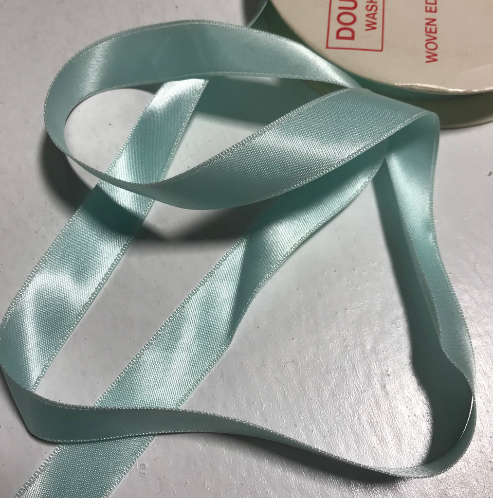 Turquoise 5/8" Vintage Grayblock Double Faced Satin Ribbon