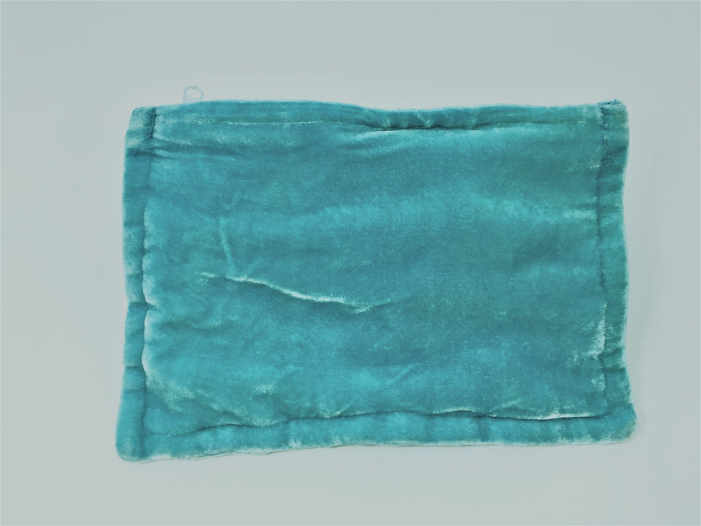 Aqua Hand Dyed Silk Velvet Zipper Pouch