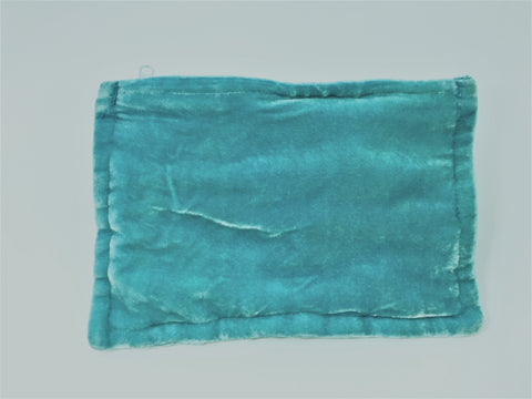 Aqua Hand Dyed Silk Velvet Zipper Pouch
