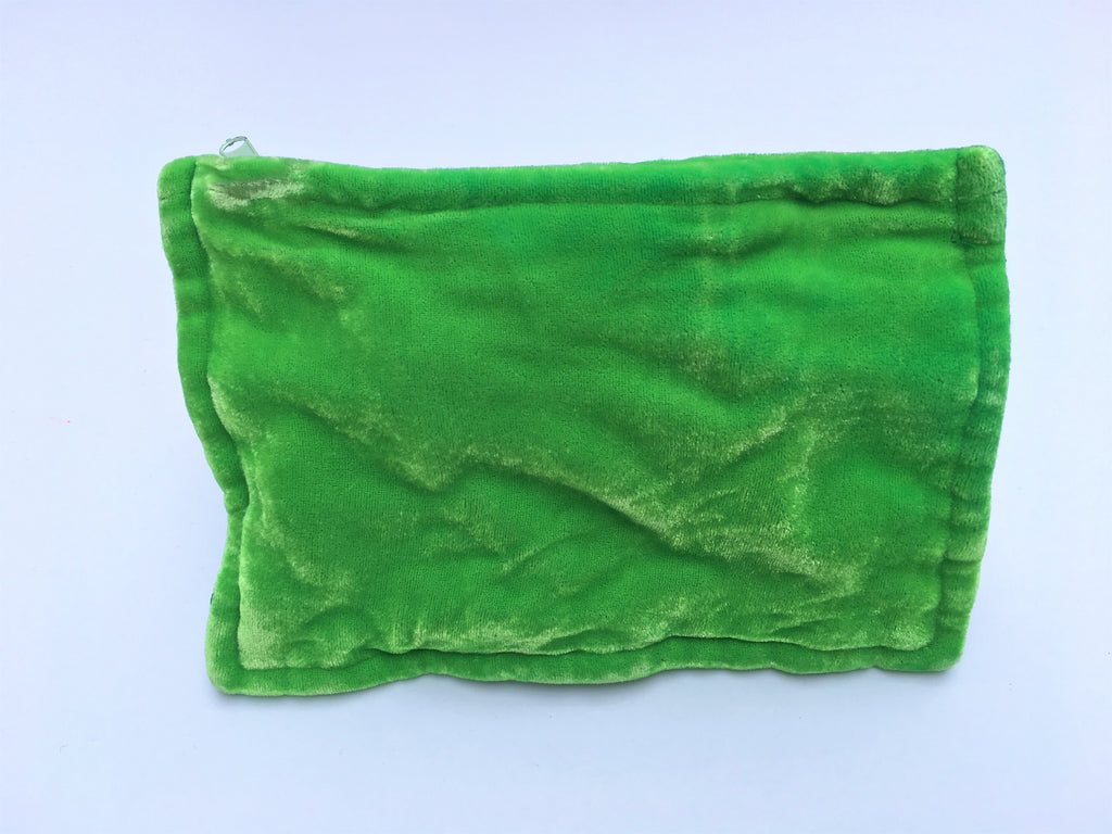 Bright Green Hand Dyed Silk Velvet Zipper Pouch