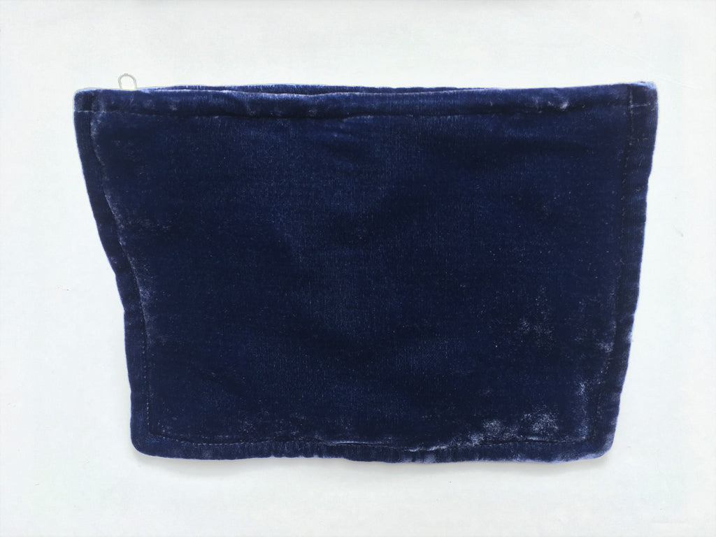 Denim Blue Hand Dyed Silk Velvet Zipper Pouch