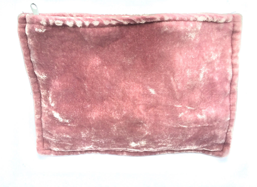 Dusty Rose Hand Dyed Silk Velvet Zipper Pouch